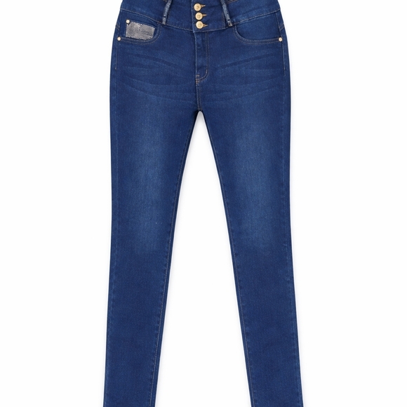 Abella Denim - BELLA B  Women's Midnight Blue Jeans with Rhinestone Embelishment Strechy